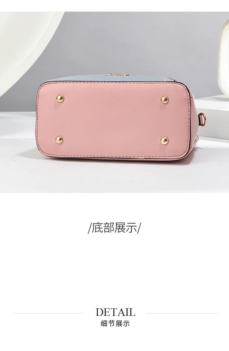 Women's Patchwork Appliqué PU Top-Handle Crossbody Tote