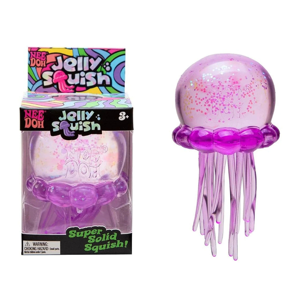 Needoh Fuzz Ball Jellyfish Squishy | Soft Stress Relief Squeeze Toy — Random Color, Festival Gift