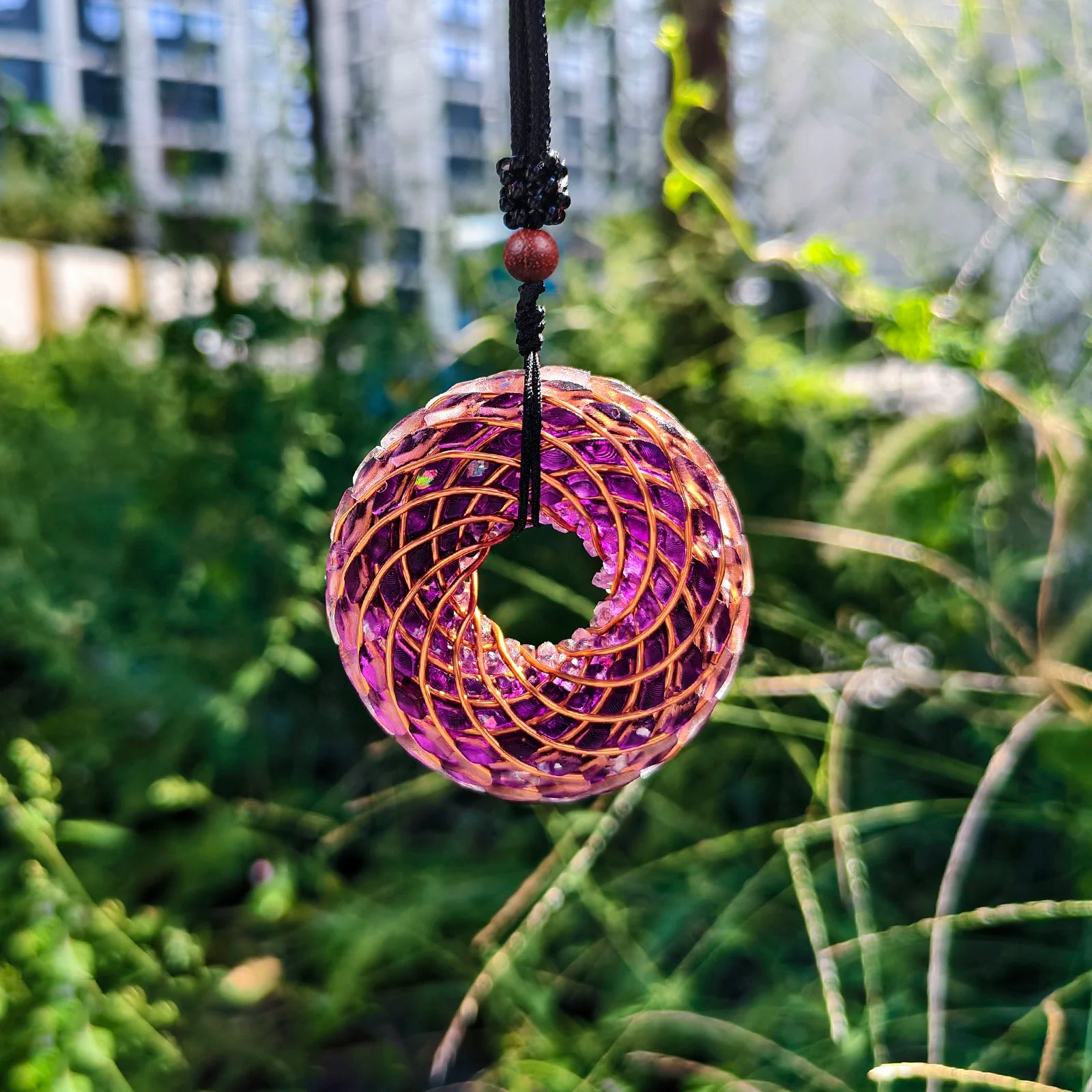 Rodin Coil & Amethyst  Orgone Pendant Necklace, Handmade pendant jewelry ，Adjustable Chain for Women & Men