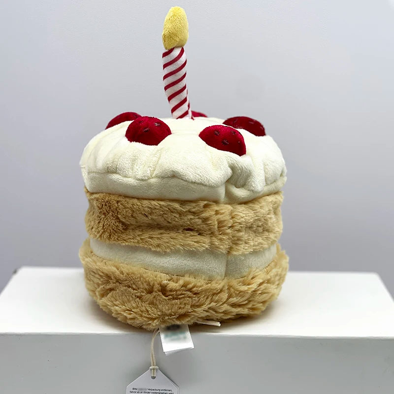 Plush Birthday Cake Soft Toy | Comforting Stuffed Cake Doll — Birthday Present