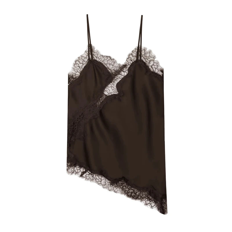 Women's Lace Asymmetric Backless Camisole Top