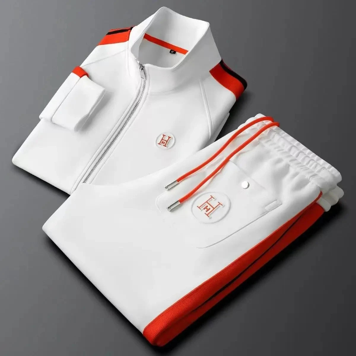 Men’s Embroidered Tracksuit Two-Piece Set – Zip Jacket & Trousers, 3 Colors, Sizes M–4XL