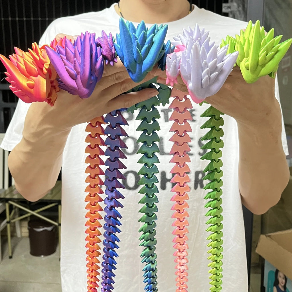 3D Printed Articulated Dragon Toy - Rotatable Desktop Decor