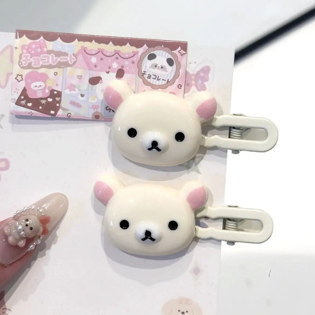 Rilakkuma Hair Clips for Girls Kawaii Relax Bear Hairpin Women Bangs Bobby Pin Fashion Duckbill Clip Kids Hairs Ornaments Gift