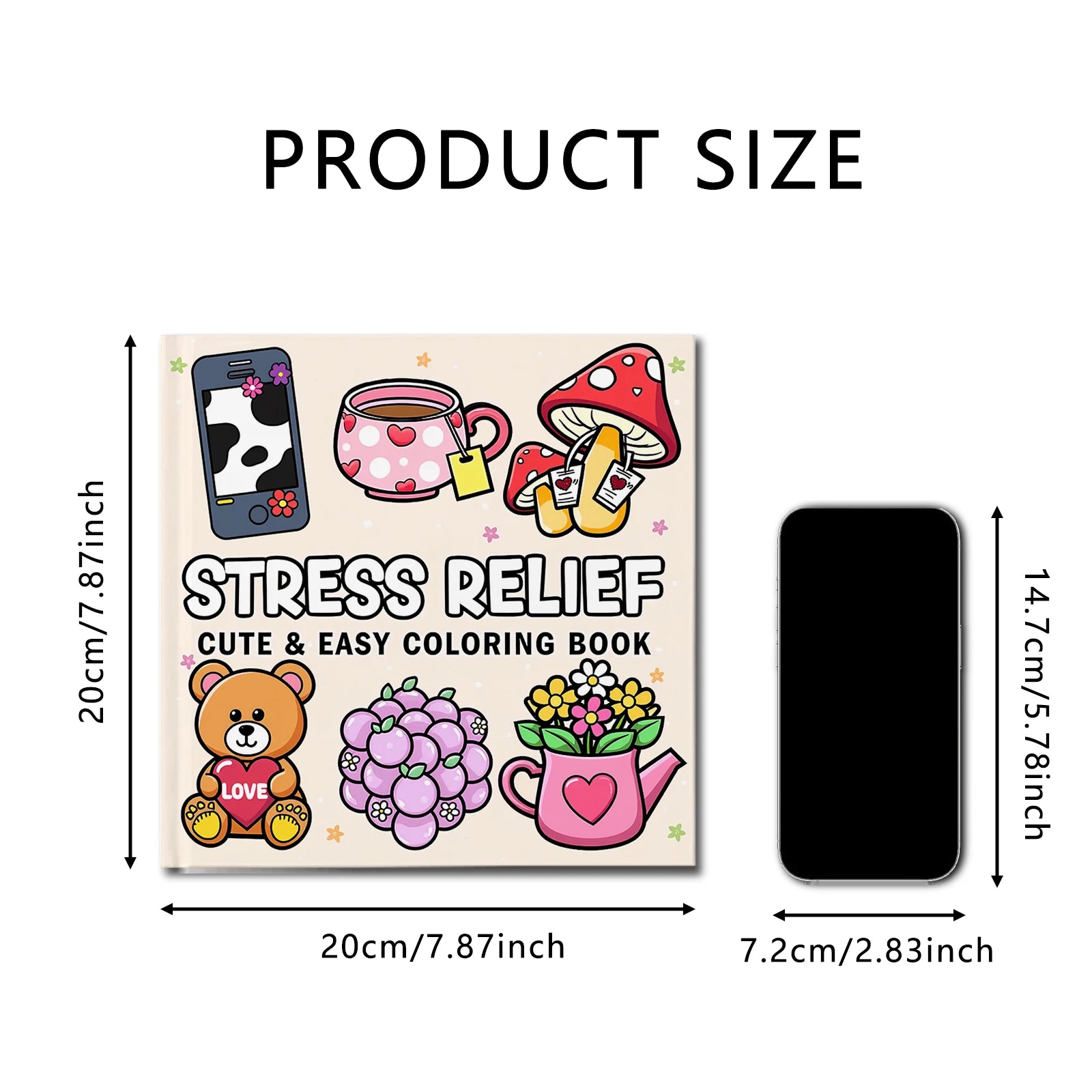 Stress Relief Cute & Easy Coloring Book for Adults and Teens - 24 Pages Adult Picture Book Emotional Release Drawing Books