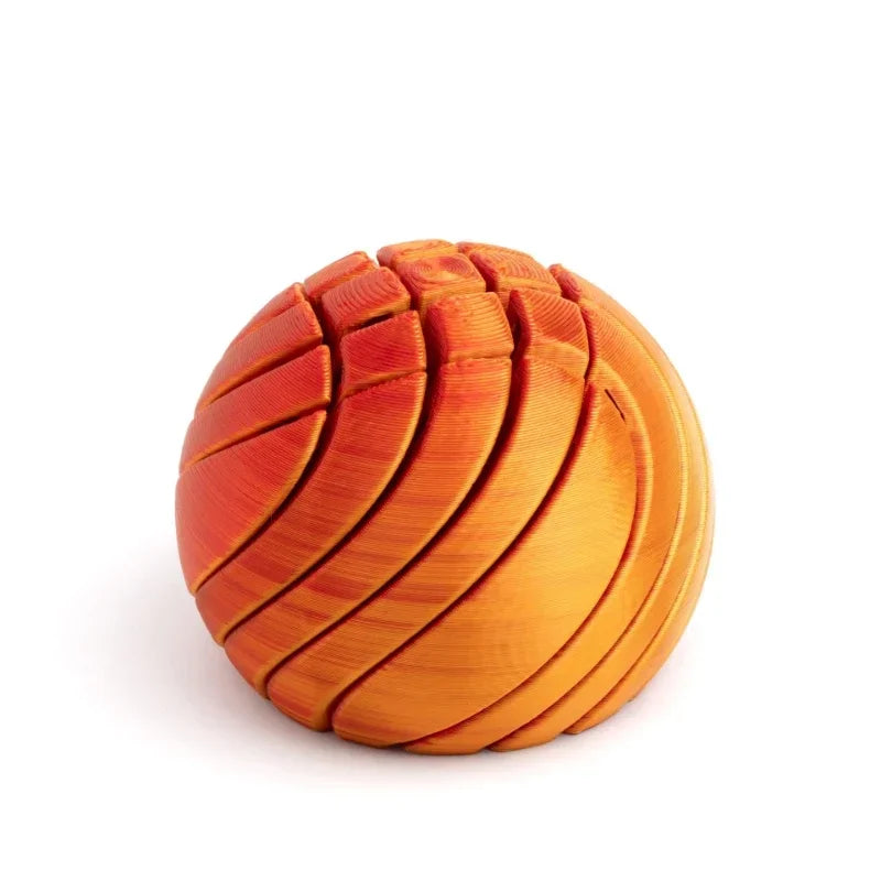 Twist Sphere 3D Printed Fidget Ball | Gear Rotating Liquid Flow Toy | Anxiety Relief | 3 Gradient Colors