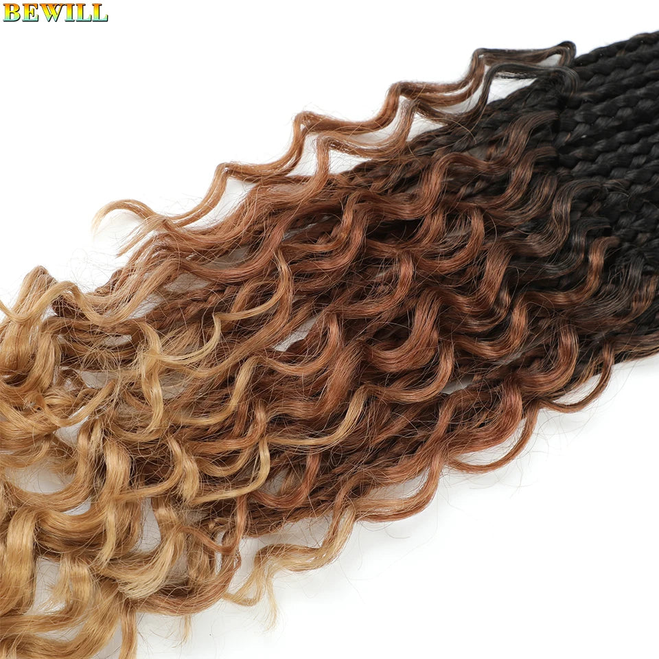 Goddess Box Braids Crochet Hair 14 18 24 Inch Bohemian Hippie Box Braids With Curly Ends Synthetic Braiding Hair for Black Women