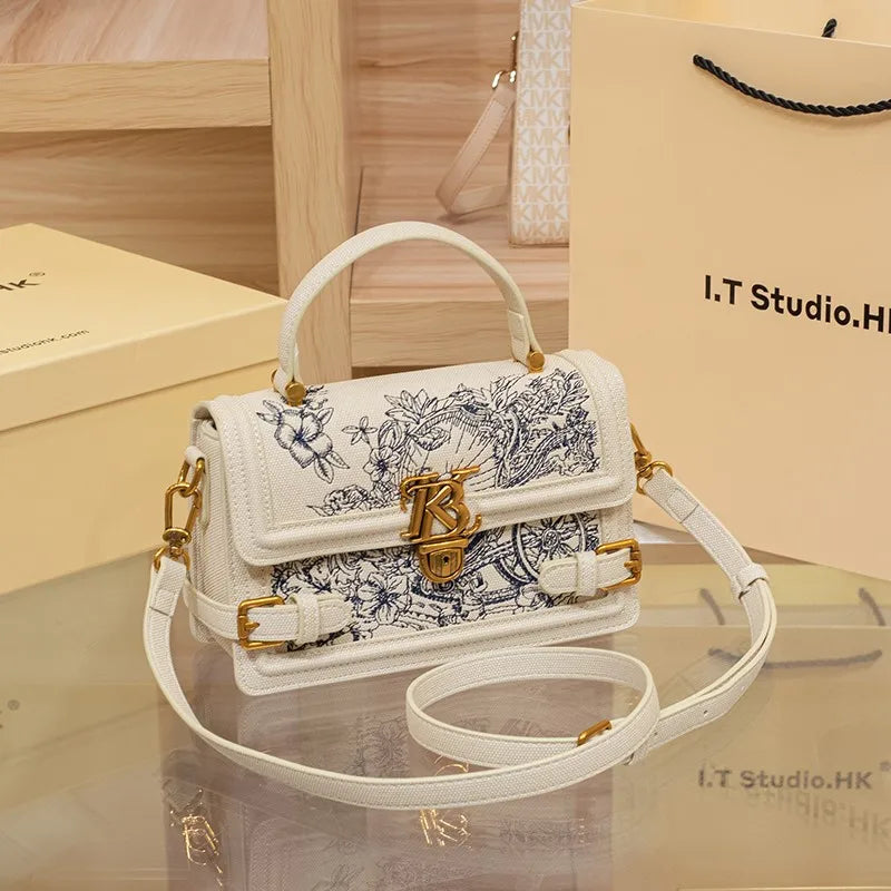Women's Embroidered Floral Satchel Crossbody Bag
