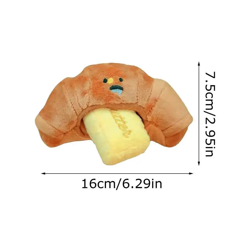 Dog Chew Toy Croissant Bread Squeaking Sound Plush Toy Pets Exercise Supplies