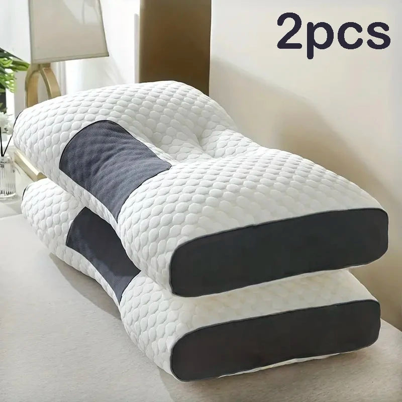 2-Pack Ergonomic Contour Neck Pillows | Bamboo Fiber Fill | All-Season Comfort | 7 Colors