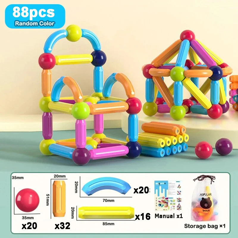 Magnetic Ball & Stick Construction Set | Montessori Educational Toy | 10–188 Pieces | Ages 3+