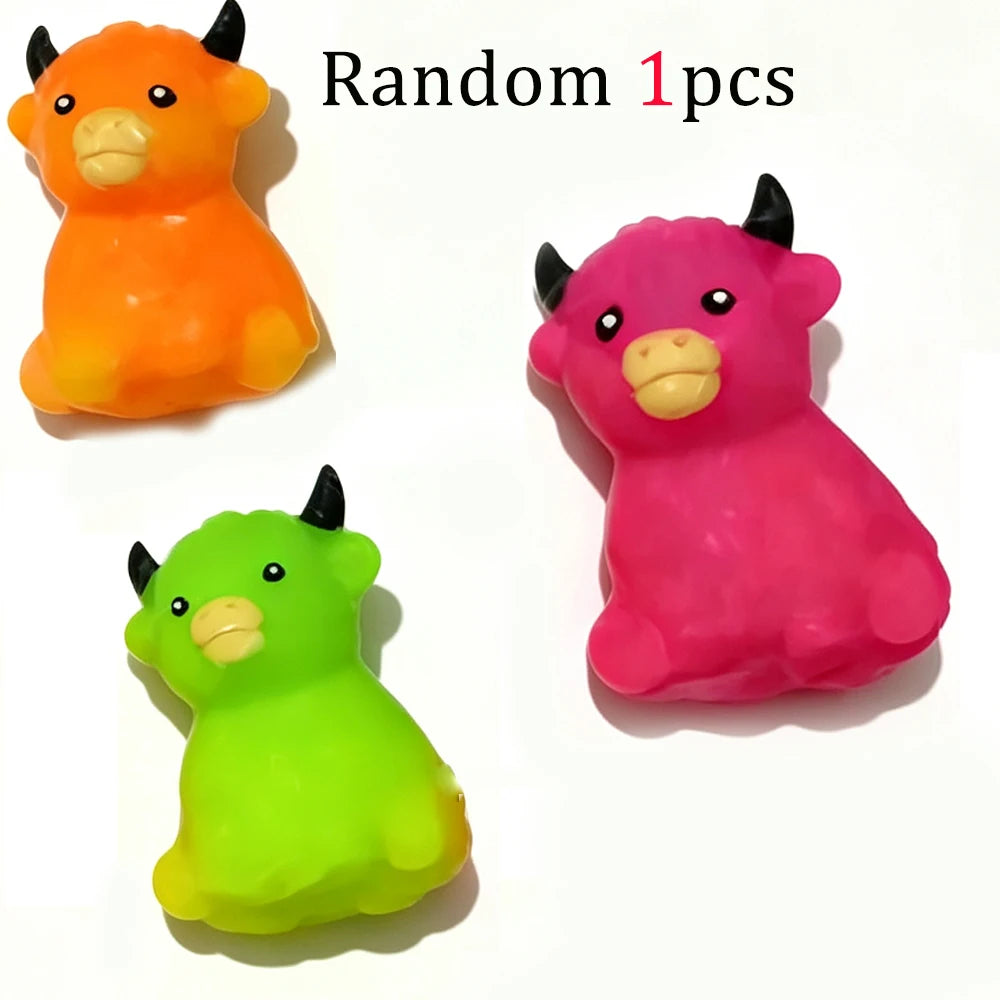 NeeDoh Scottish Highland Cow Squishy Slow Rebound adult toys, NeeDoh Squishy Flour filled adult toys gift ﻿