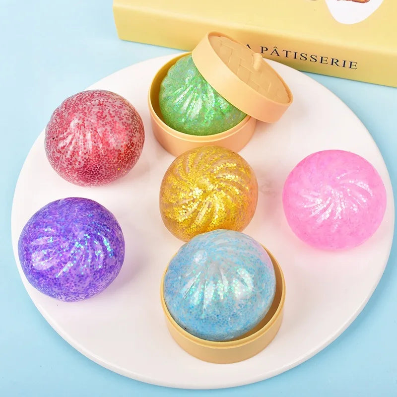 12-Piece Dumpling Shaped Squeeze Toy Set | Stretchy Calming Sensory Fidget Toys | 2 Set Styles