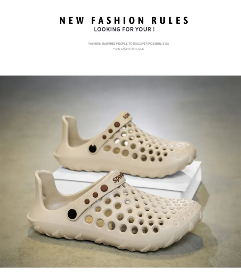 Summer Shoes Men Clogs Eva Slippers Men Flat Sandals Breathable Hole Shoes Men Beach Home Leisure Slides Men Summer Shoes