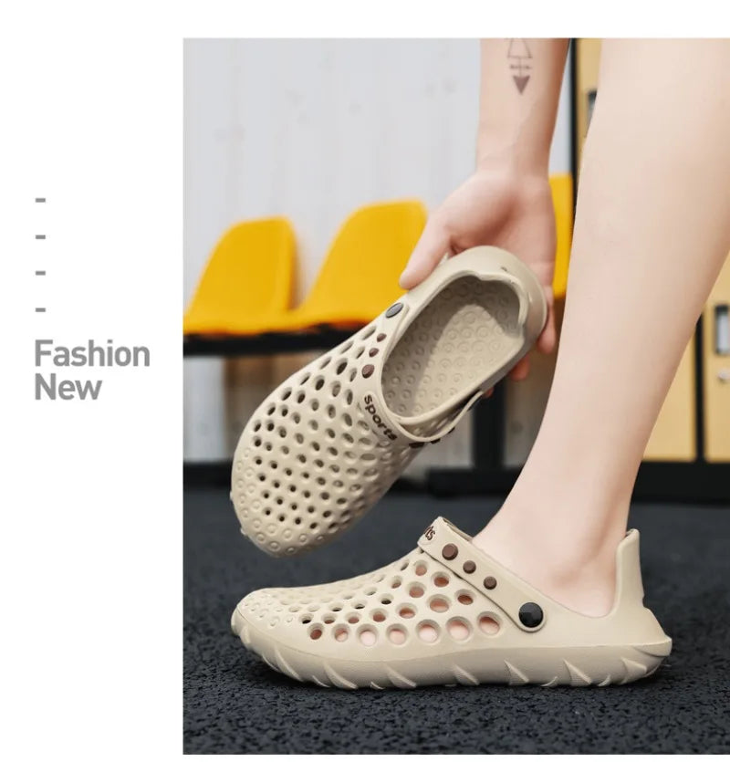 Summer Shoes Men Clogs Eva Slippers Men Flat Sandals Breathable Hole Shoes Men Beach Home Leisure Slides Men Summer Shoes