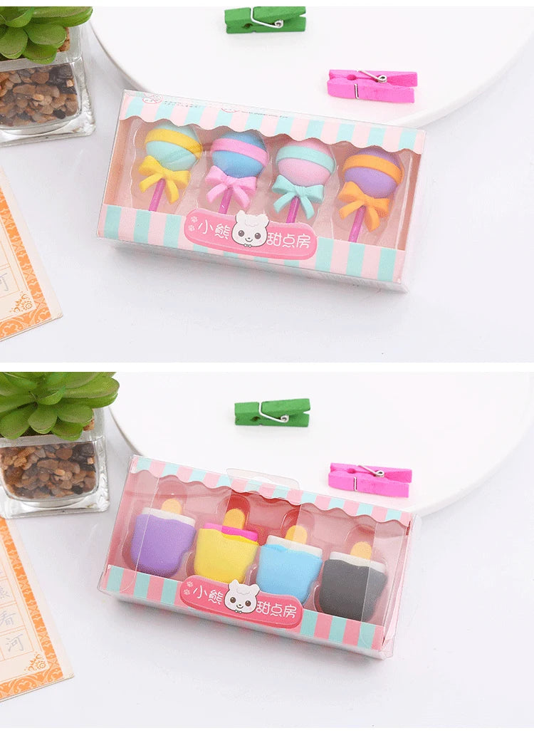 Kawaii Lollipop Sweety Ice Cream Student Stationery School Office Supplies Children Erasers For Kids Pencil Eraser