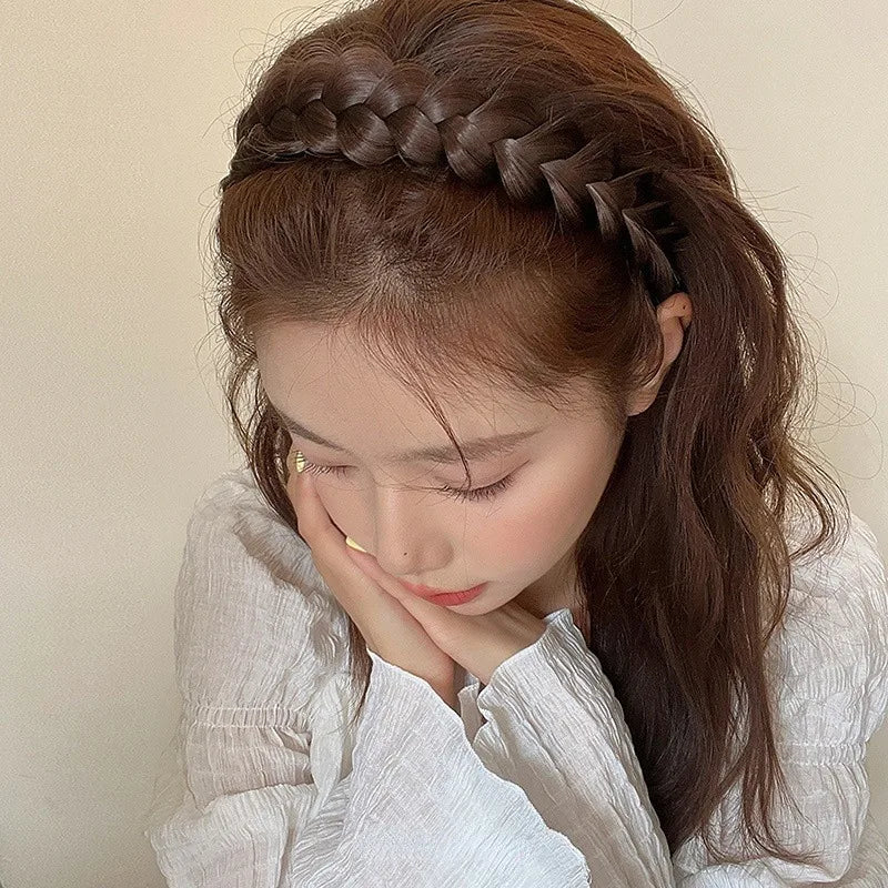 Women Synthetic Wig Twist Braided Hair Bands Fashion Braids Hair Accessories Women Bohemian Nature Headband Stretch for Party