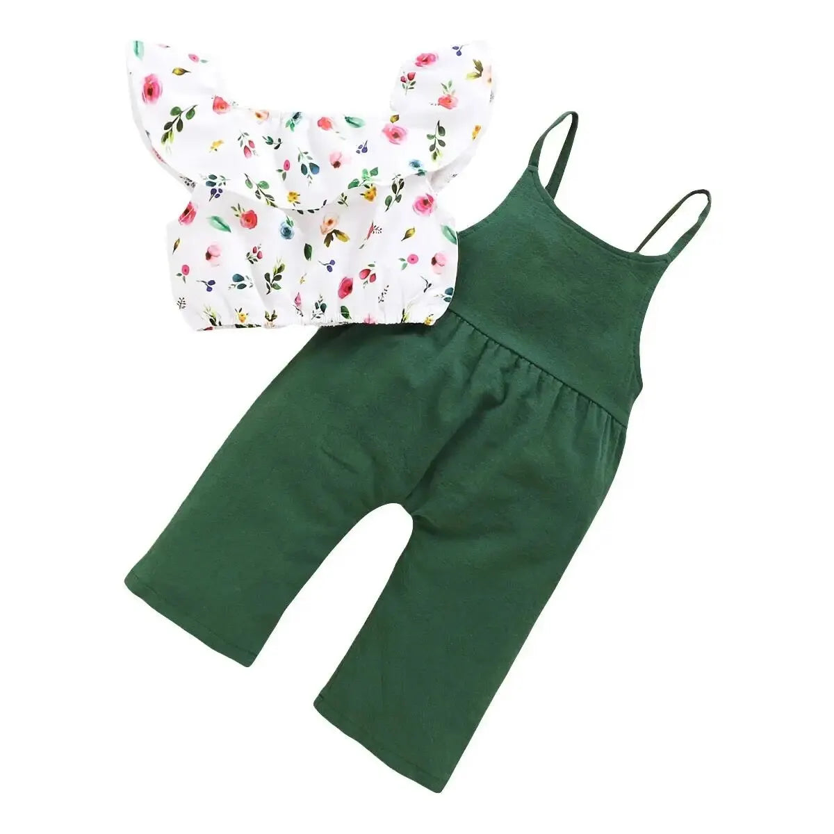Toddler Girls Floral Print Top & Suspender Pants Set