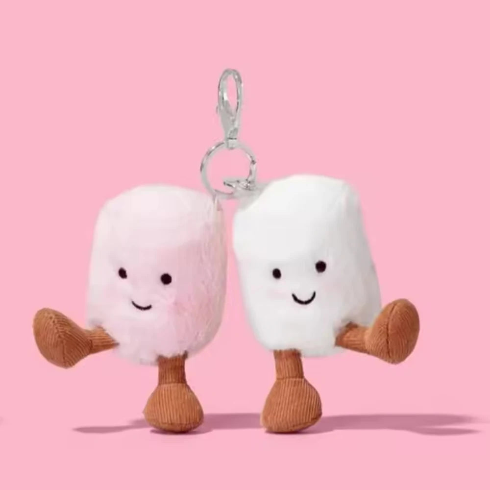 Jellycat-Style Cotton Candy Plush Keychain | Two-Tone Soft Doll Car Pendant — Holiday Gift