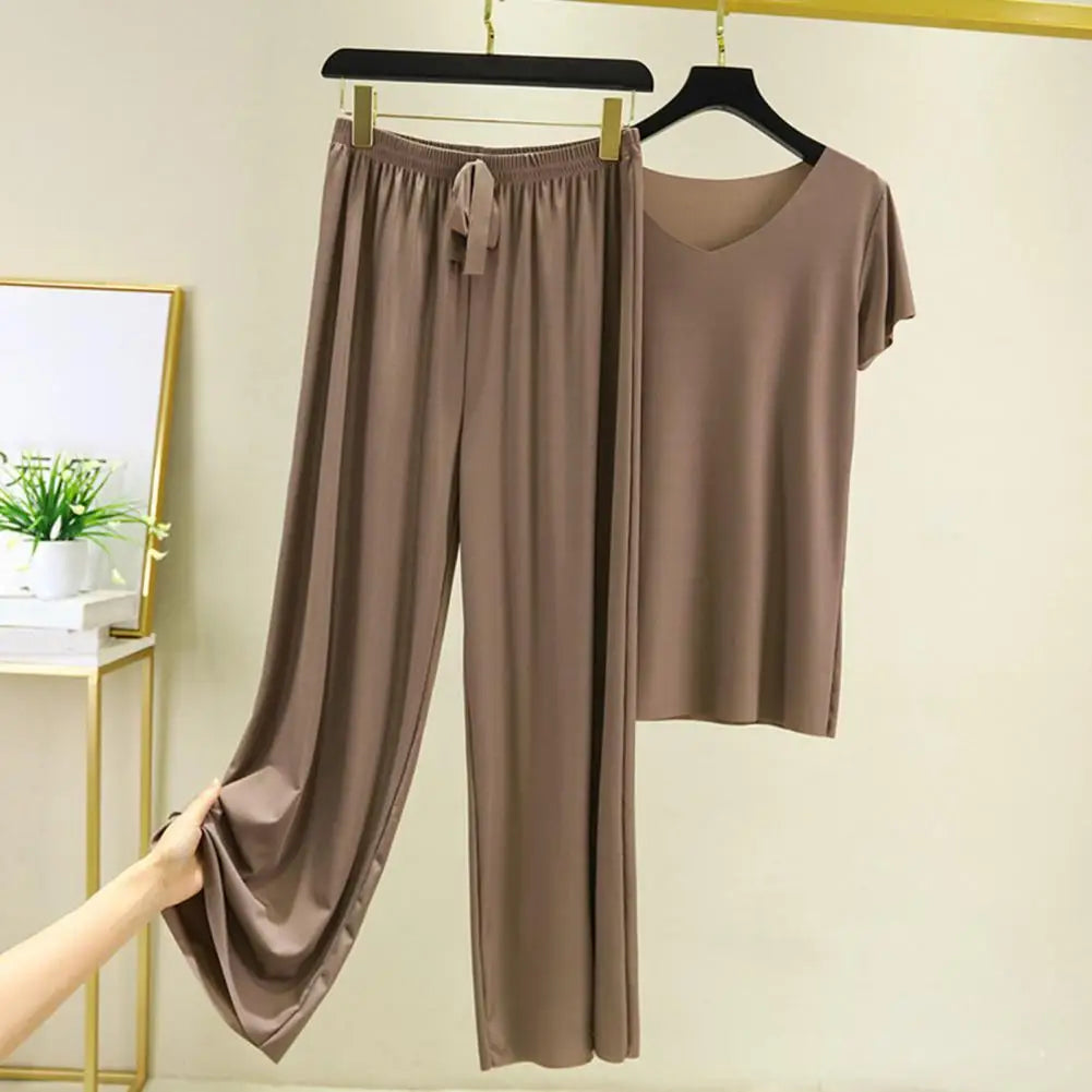 Women's Wide Leg Pants & T-Shirt Two-Piece Set
