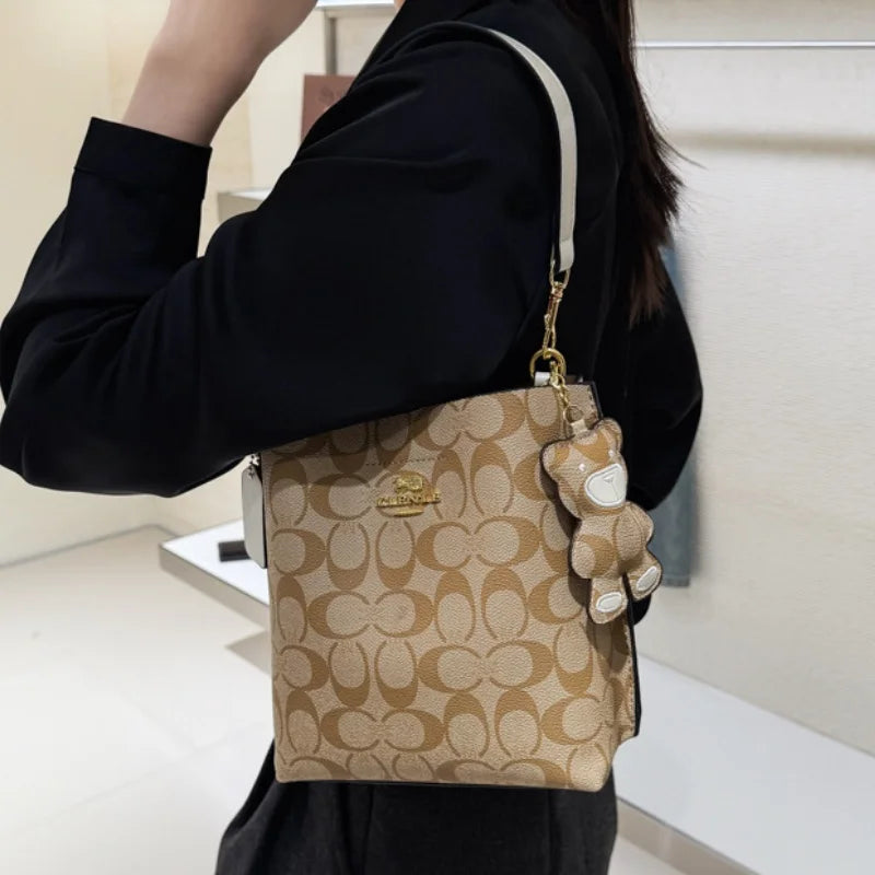 Unisex PU Bucket Bag with Magnetic Buckle