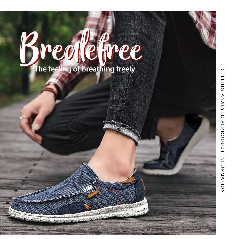 Men Canvas Shoes Slip On Loafers Summer Breathable Sneakers Men Comfty Casual Men Shoes Lightweight Flats Men Walking Zapatos