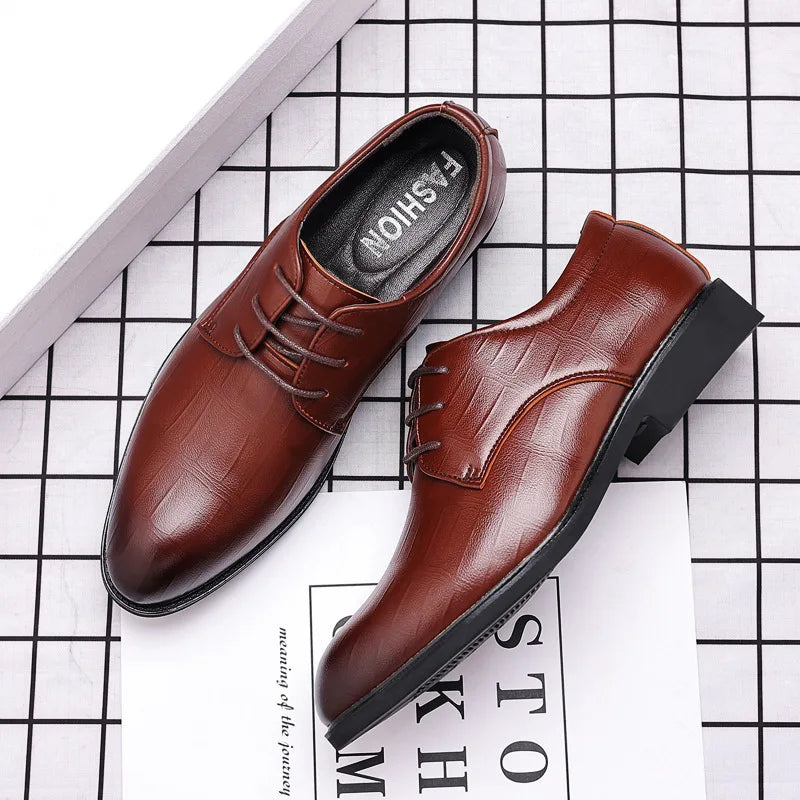 Men's Pointed Toe Oxford Leather Dress Shoes