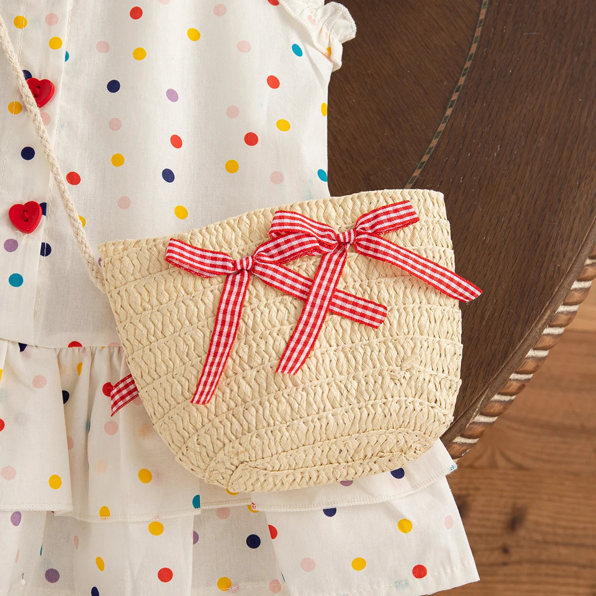 Toddler Girls Polka Dot Bow Sleeveless Summer Dress