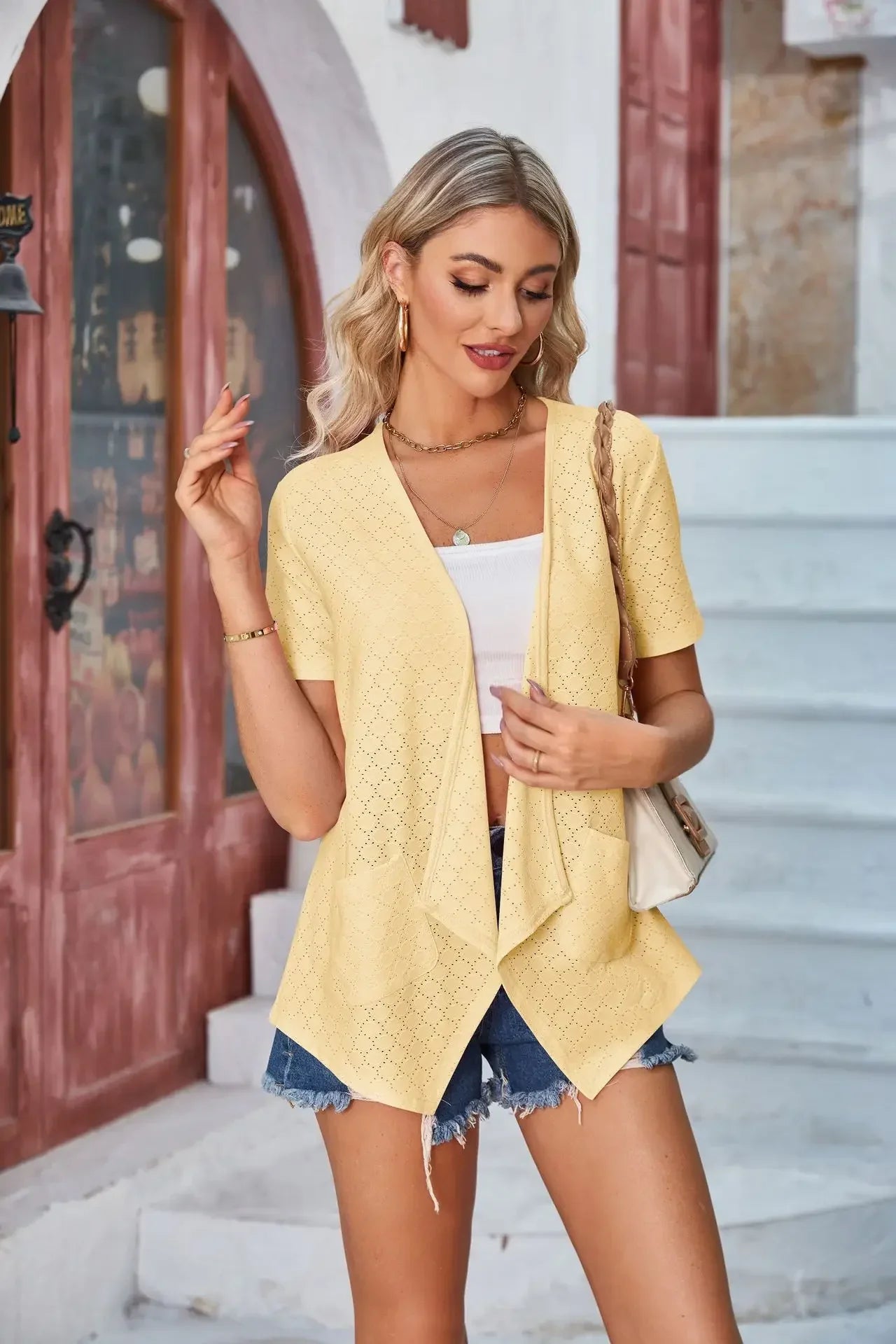 2026 Summer New Women's Wear Women's Hollow Solid Color Casual Cardigan Coat Multiple Colors Available Tops Women's Clothing