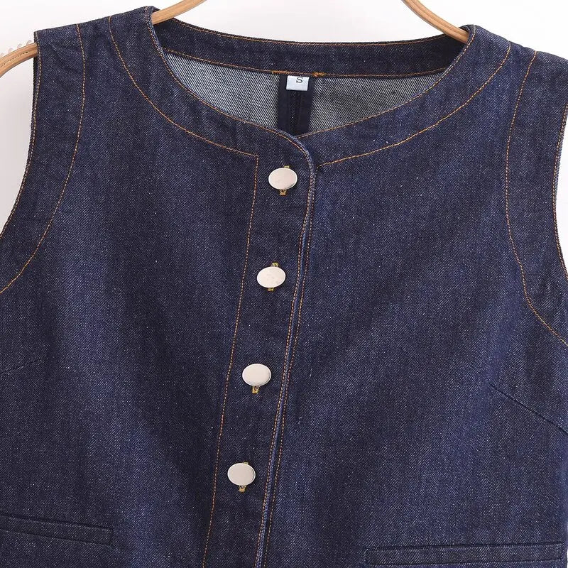 Spring 2025 Women's Faion Versatile Slimming Denim Vest High Waist Pants Set 25-35 Years Old Spring Collection 377702