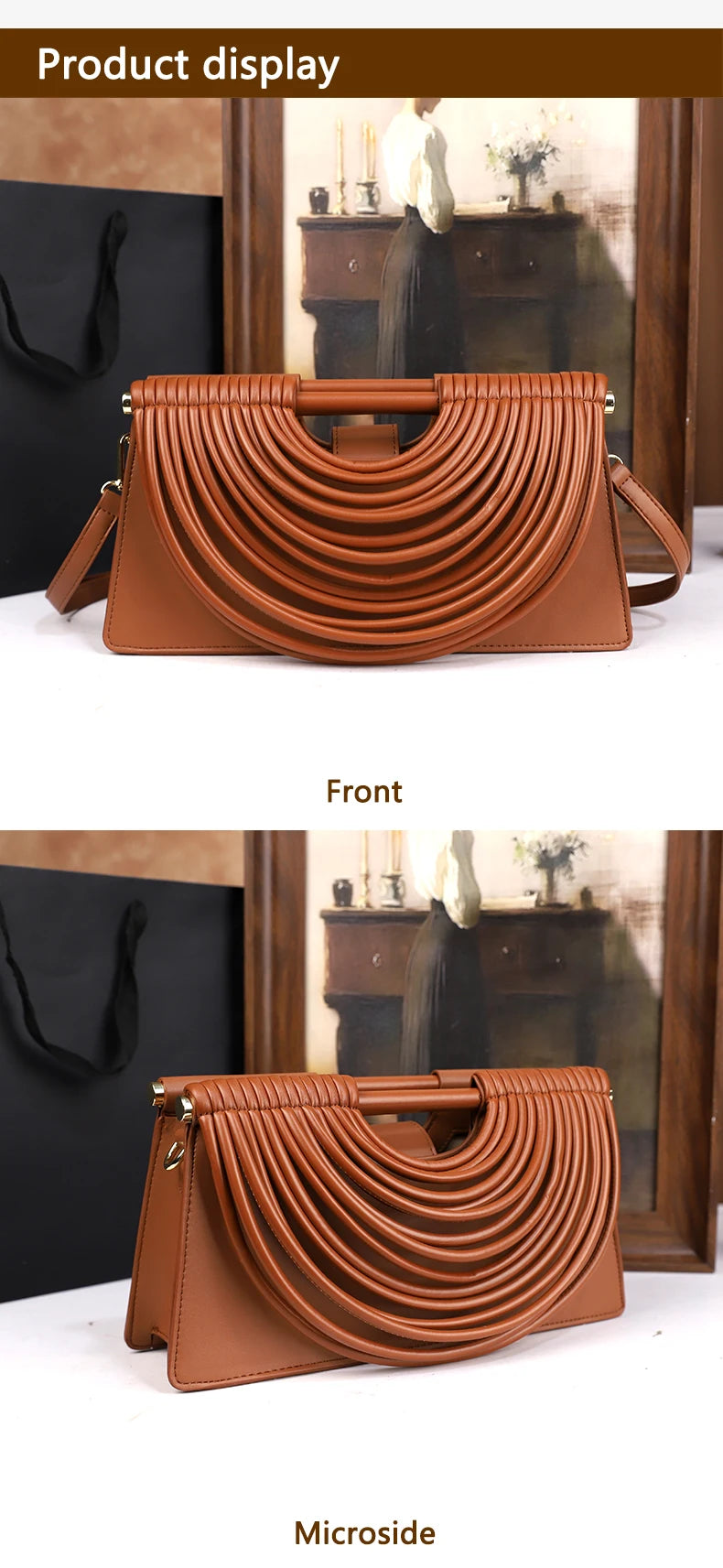 Women's Woven Line Tassel Tote Handbag