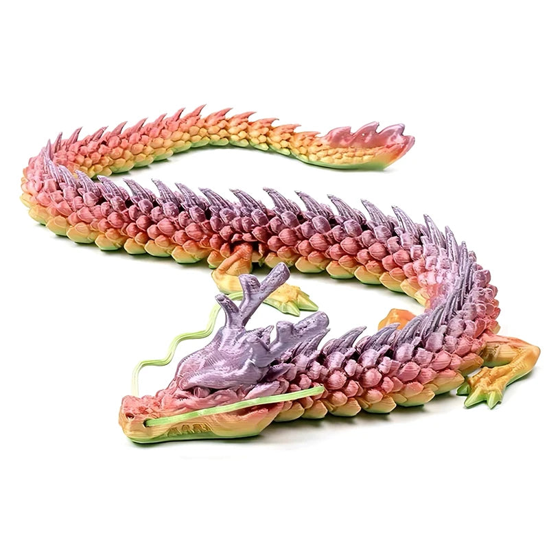 3D Printed Chinese Dragon Figurine - Movable Joints Collectible