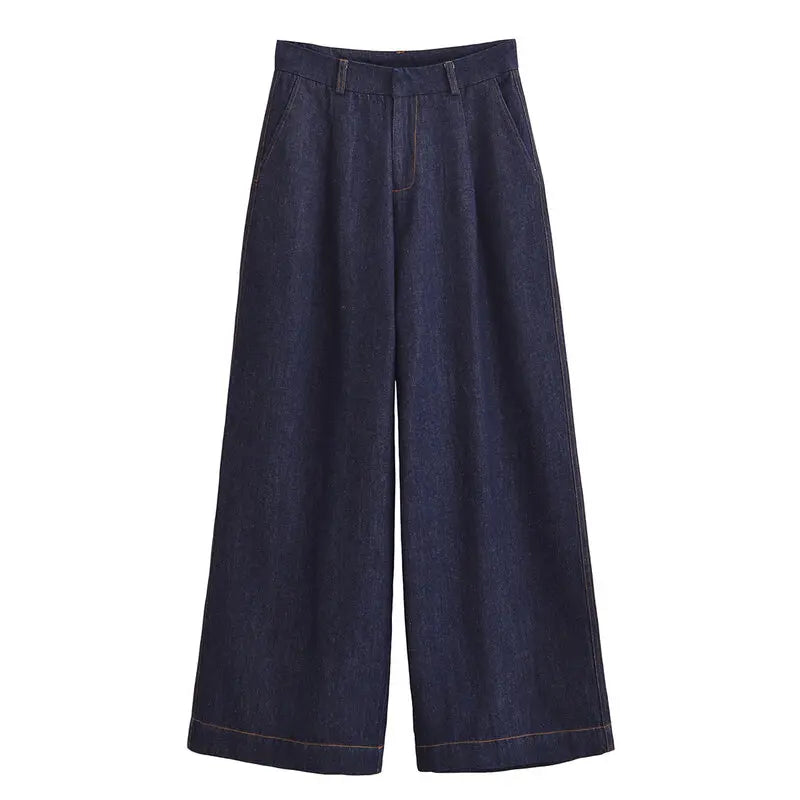 Spring Women's Faion Versatile Slimming Denim Vest High Waist Pants Set