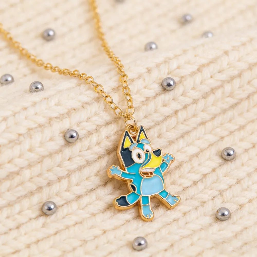 Bluey Animation Enamel Pendant Necklace Cute Cartoon Character Fashion Accessory for Children Creative Birthday Gift
