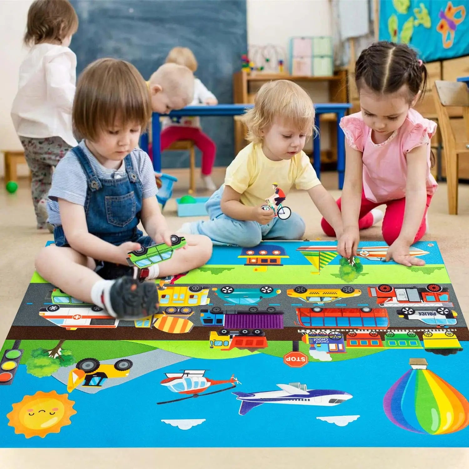 Felt Story Board Set Toy for kids Farm Animals Vehicle Preschool Education Early Learning Interactive Play Mat Wall Hanging Gift