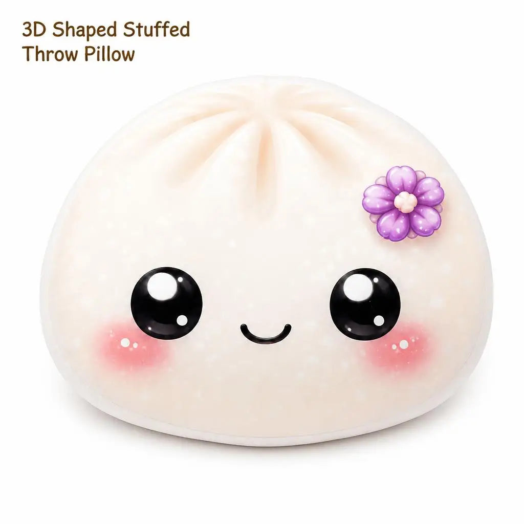 Dumpling Bao Kawaii Flower Food Shaped Pillow Cushion Irregular Stuffed Throw Pillow Home Decor Gift Bedroom Sofa Decorative