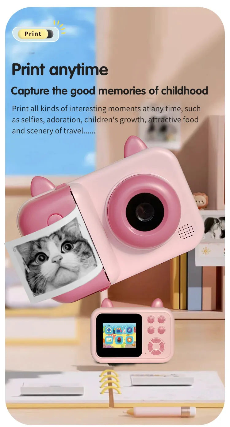 Kids Instant Print Digital Camera – 1080P HD Thermal Printer | 4 Colors | Ages 3+