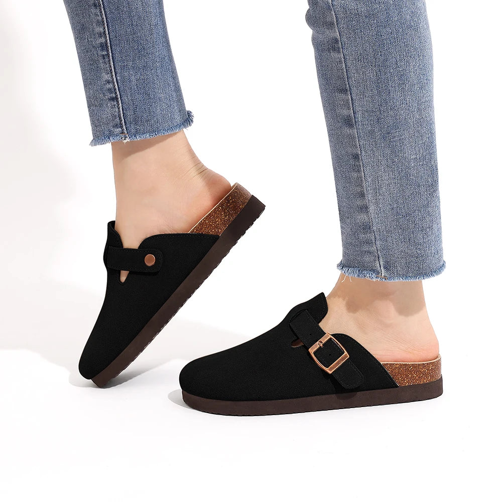 Goosecret Men Cow Suede Clogs Soft Cork Footbed Men Mules Slippers Fashion Men House Sandals With Arch Support Men Beach Sandals