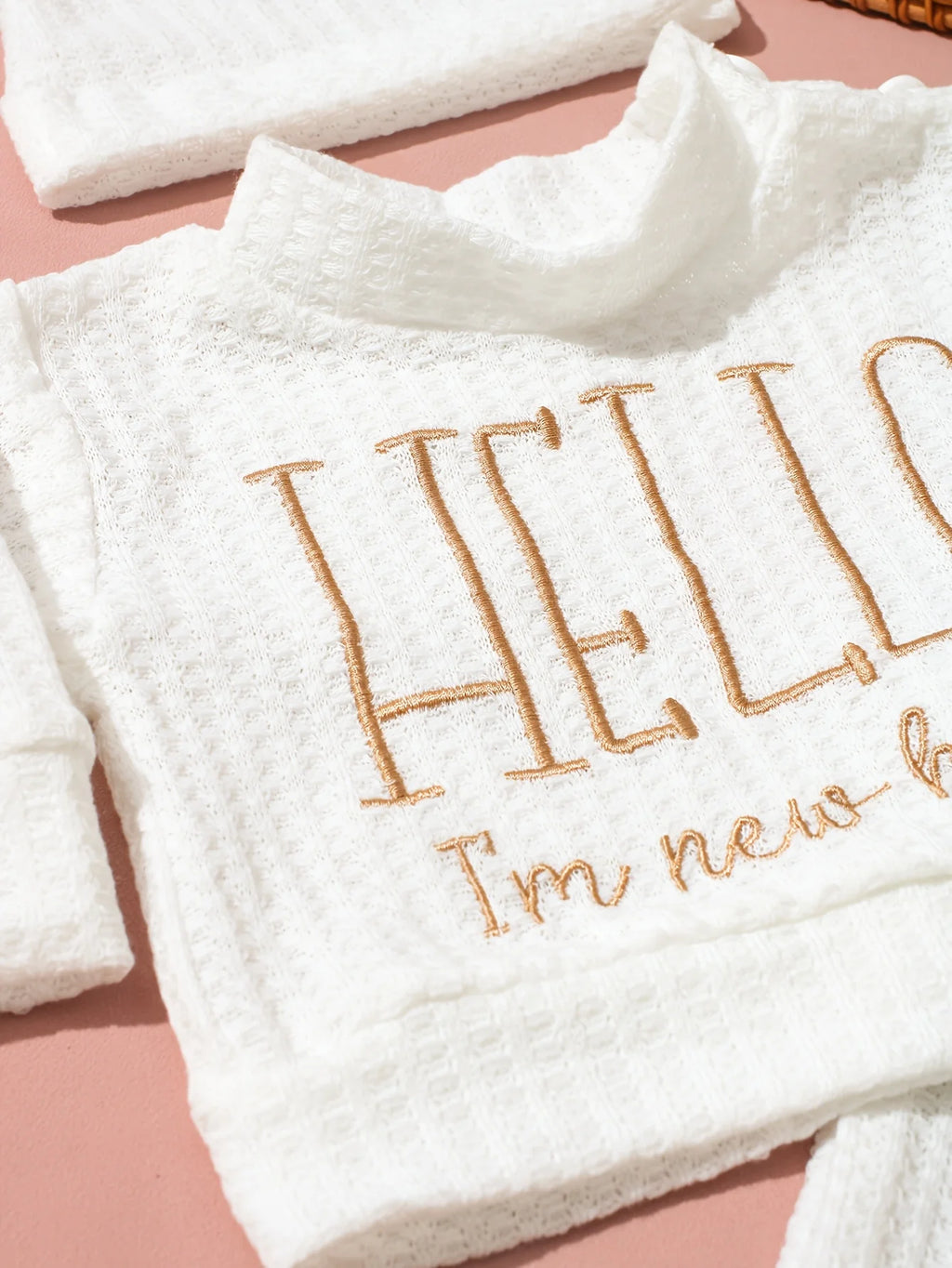 Hello World Newborn Photo Outfit, 3 Pieces