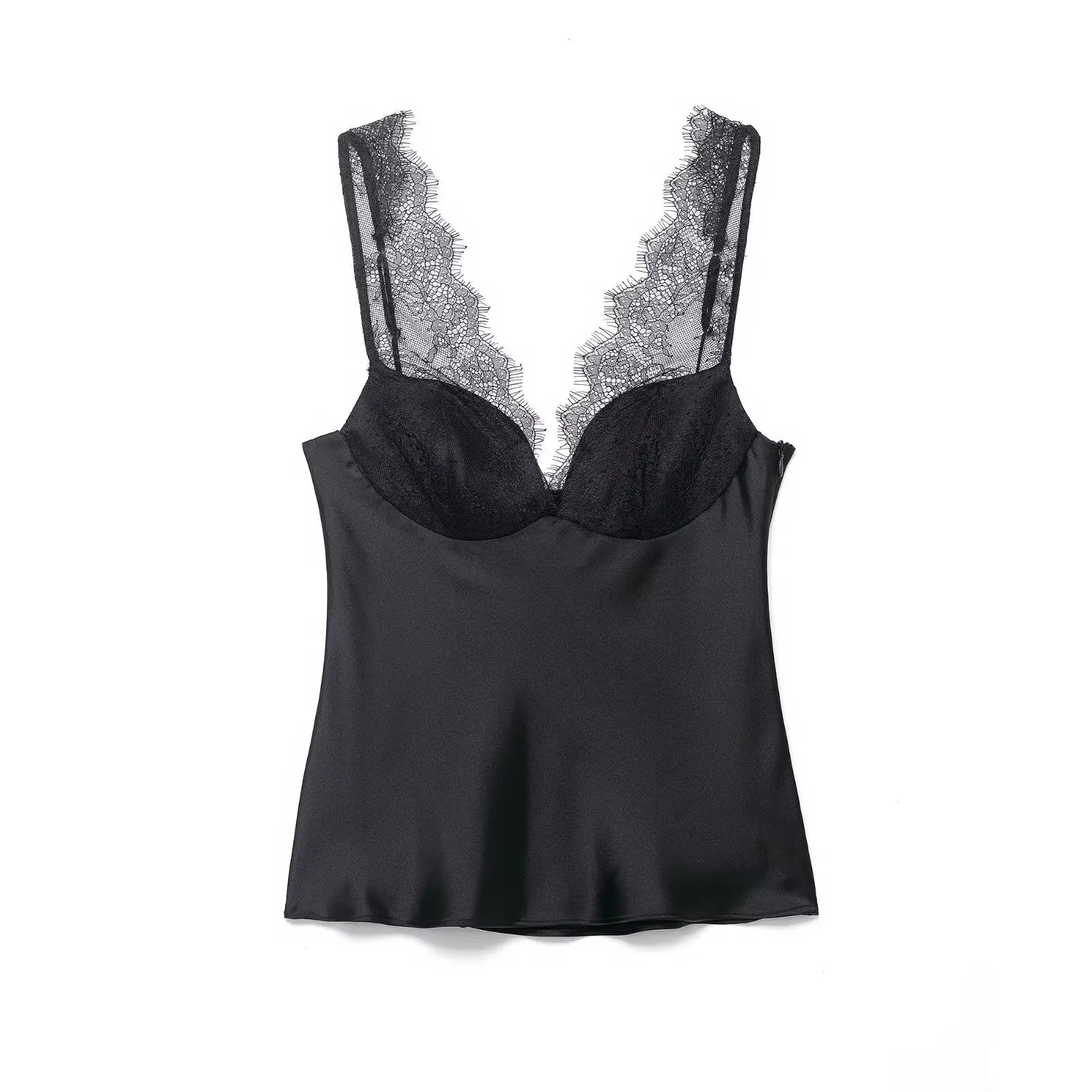 HH Women Vintage Lace Splice Camisole Tops Sexy Off Shoulder V Neck Sleeveless Corset Top Summer High Street Trend Clothing