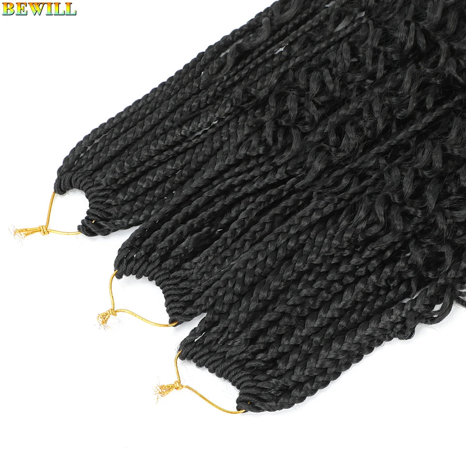 Goddess Box Braids Crochet Hair 14 18 24 Inch Bohemian Hippie Box Braids With Curly Ends Synthetic Braiding Hair for Black Women