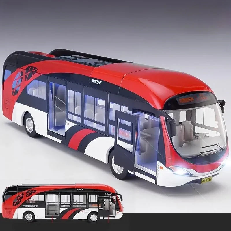 School Bus Car Model Diecast Metal Toy Vehicles City Bus Simulation Doors Openable Sound & Light Collection Kids Toys Gifts