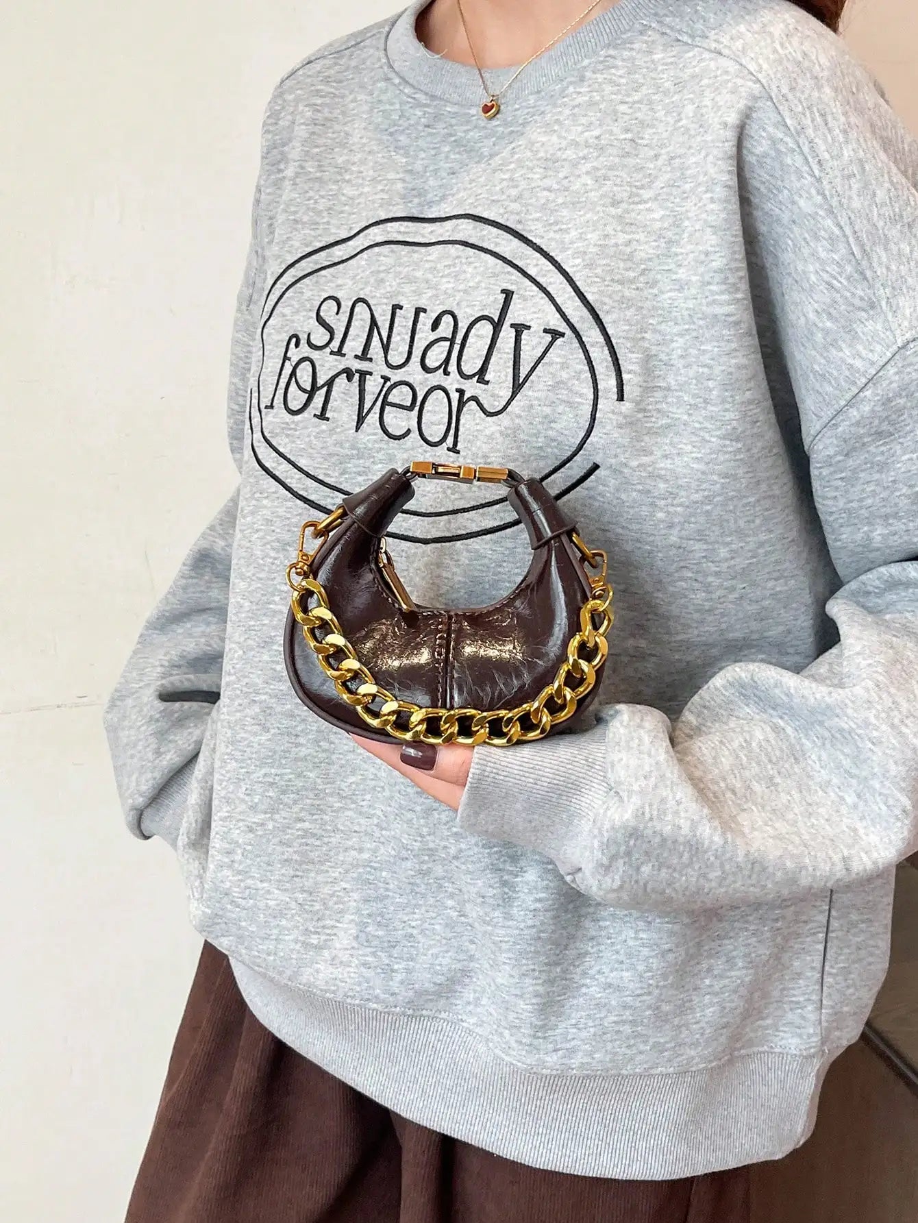 Women's Sequined Chain PU Top-Handle Hobo Bag