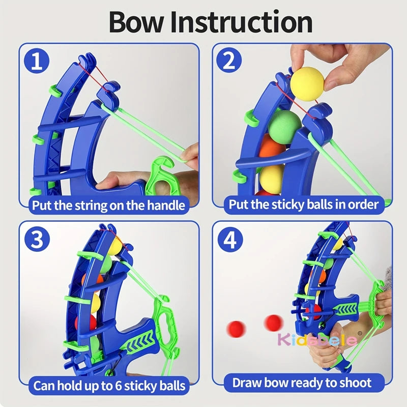 Foam Ball Shooting Toy Bow – Safe Archery Blaster with Soft Balls & Target Cans for Kids Outdoor Indoor Play