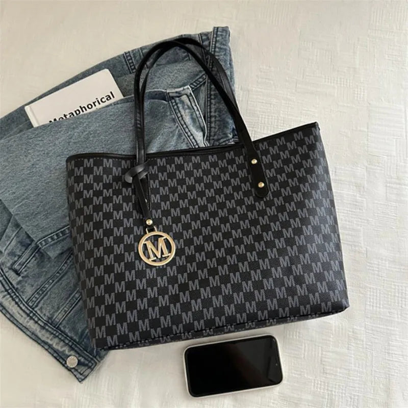 Women's Vintage PU Letter Tote Shoulder Bag