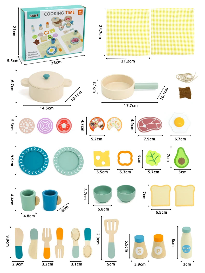 Tea Party Set Dessert Stand Playset ,Wooden Toys Pretend Play Food Kitchen Accessories for Toddler Tea Set Birthday Gift