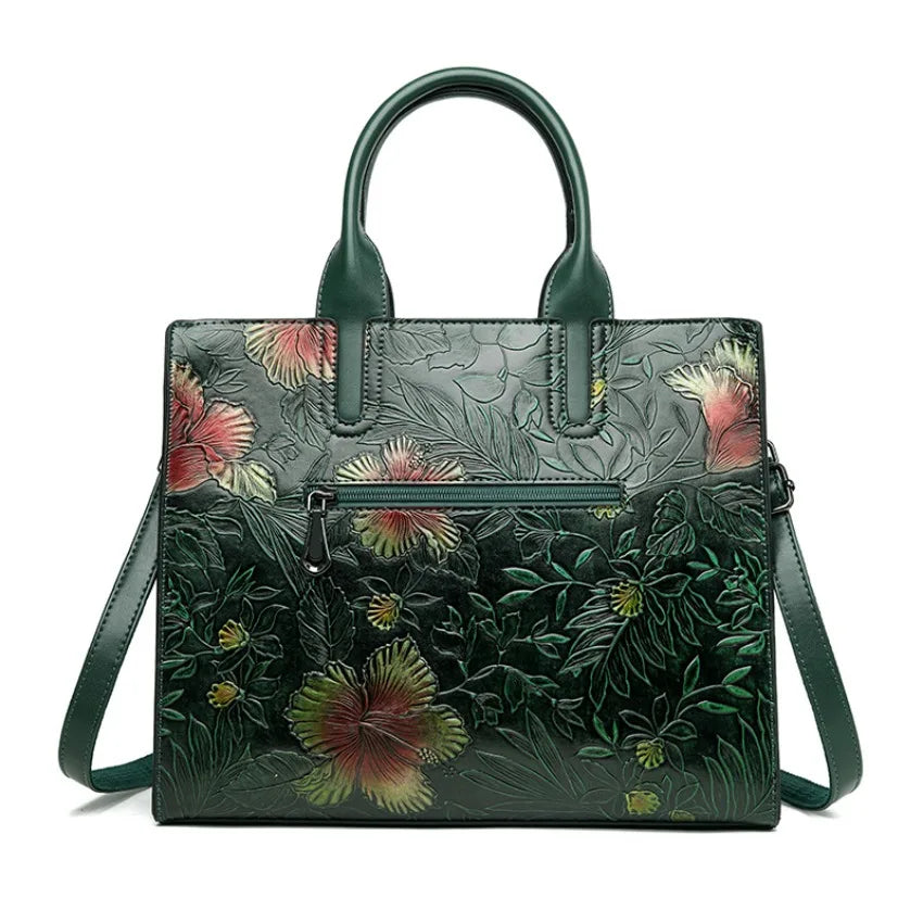 Women's Embossed Floral PU Shoulder Bag