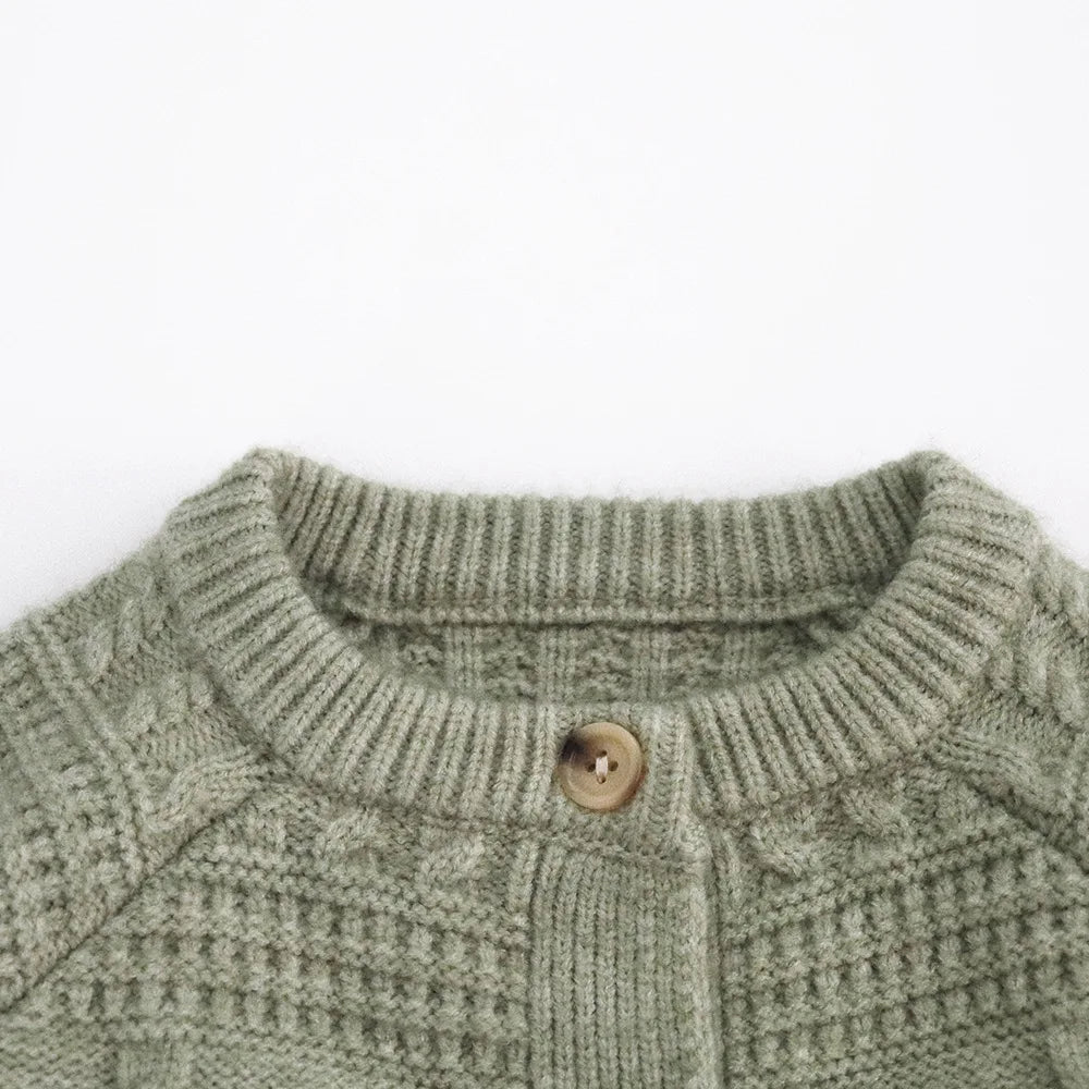 Kids Textured Knit Cardigan with Pockets — Unisex