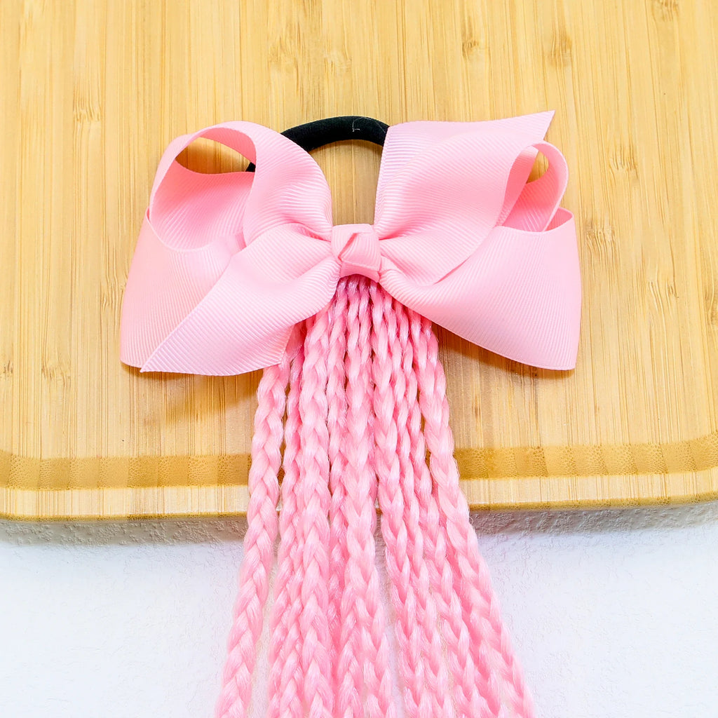 Girls Hair Bows Dirty Braids Colorful Twist Tie Wigs Ponytail Kids Hair Accessories 4'' Hair Bows Rubber Bands Princess Headwear