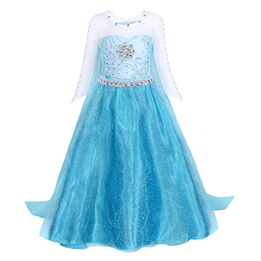 Girls Princess Snow Queen Costume Dress